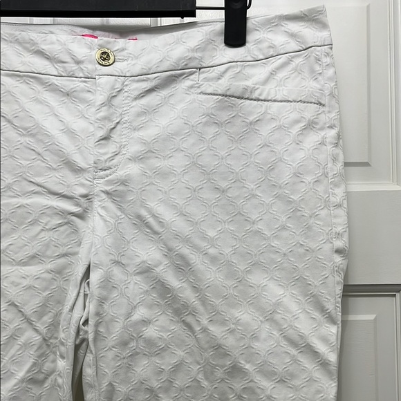 Lilly Pulitzer Crispy White Textured Cotton Blend Skinny Pants - Size 10 - Picture 6 of 14